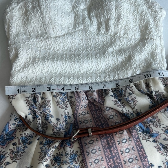 Lily Rose color block mixed textile maxi dress cream floral belt size small - Picture 5 of 16